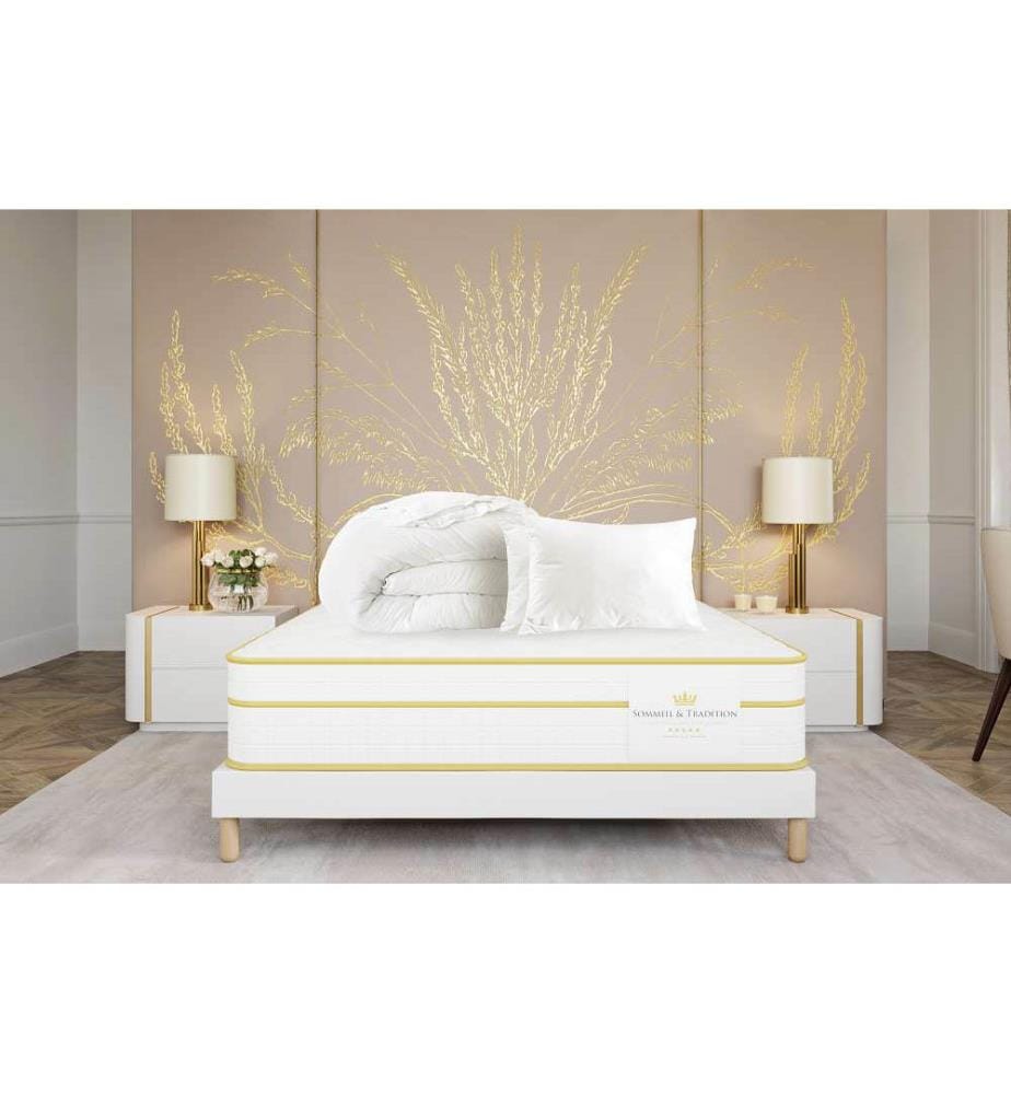 Set Matratze + Bettrost 160 x 200 + 2 Kopfkissen 60 x 40 + 1 Duvet 220 x 240 cm - Magellan 30 cm