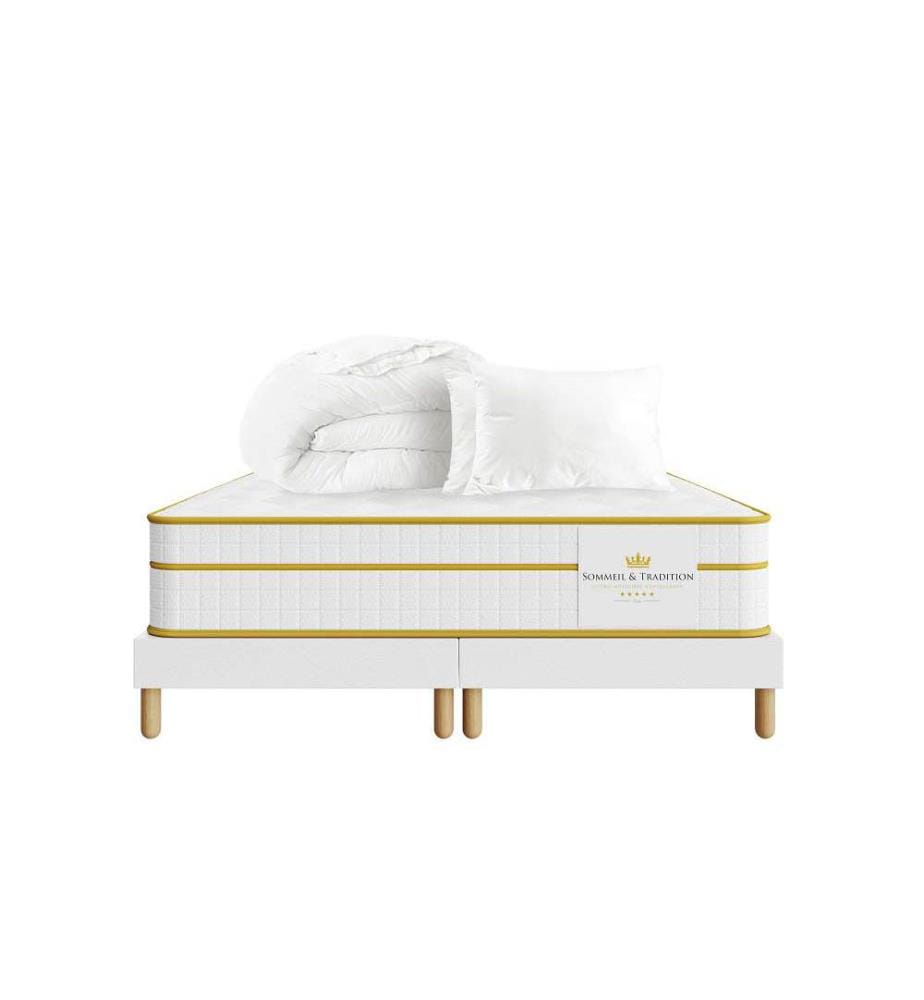 Set Matratze 160 x 200 + 2 Bettroste 80 x 200 + 2 Kopfkissen 60 x 40 + 1 Duvet 220 x 240 cm - Magellan 30 cm