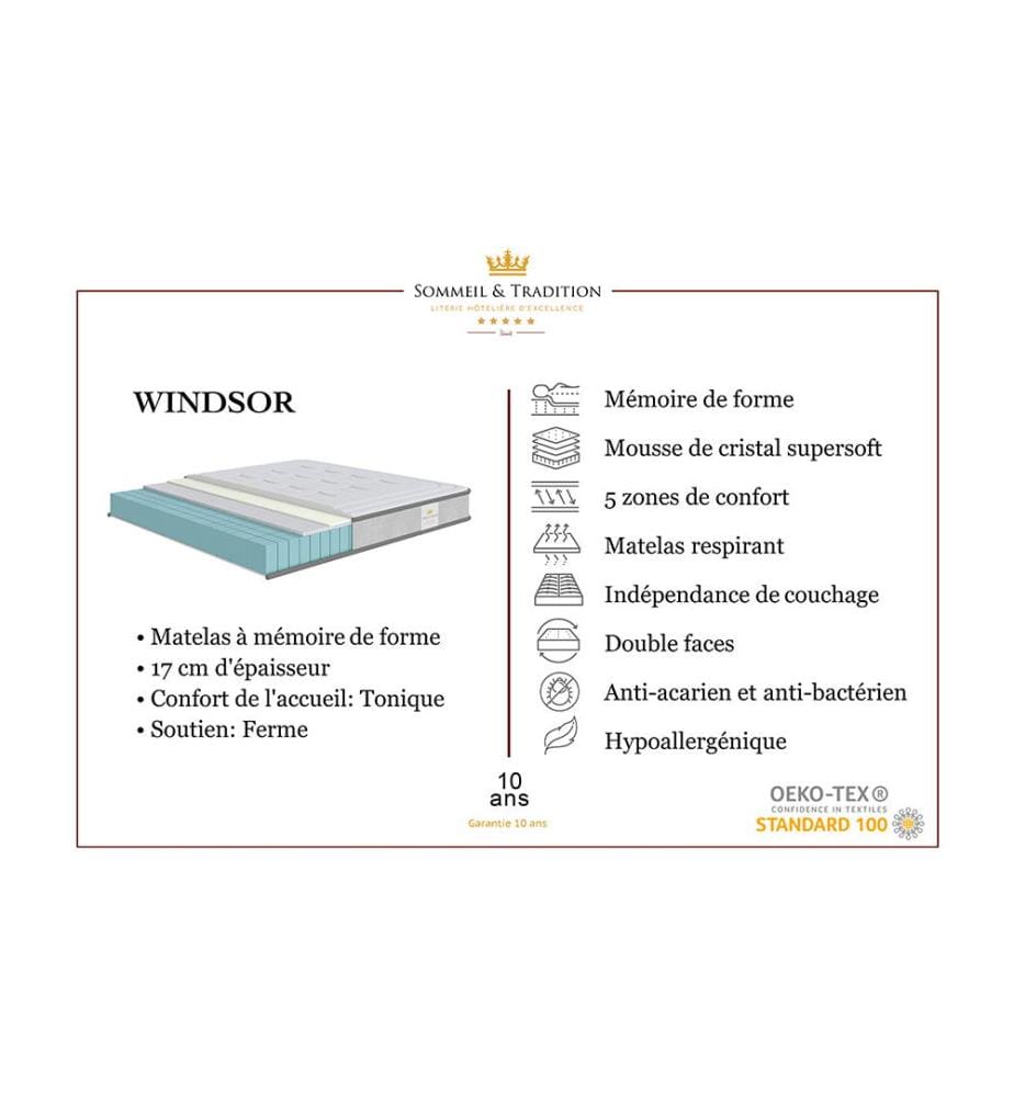 Mattress 160 x 200 + 2 box springs 80 x 200 cm - Windsor 17 cm
