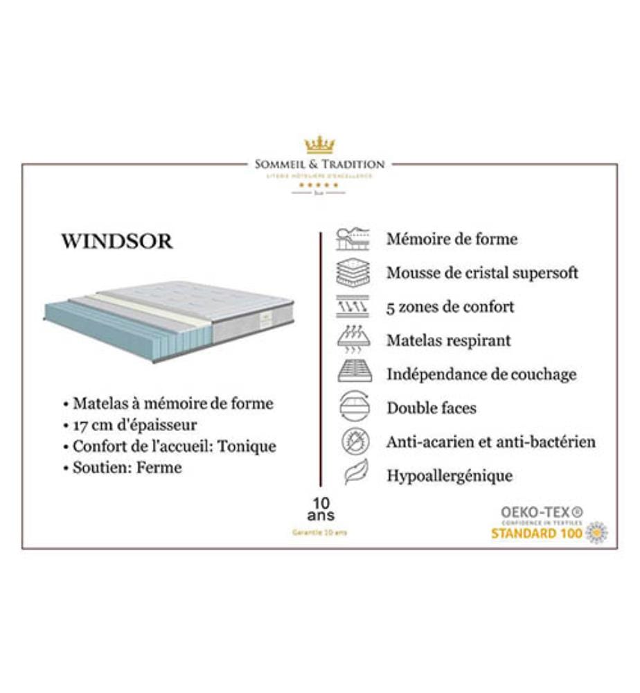 Set Super Confort 180 x 200 Matratze + 1 Matratzenauflage 5 cm - Windsor 17 cm