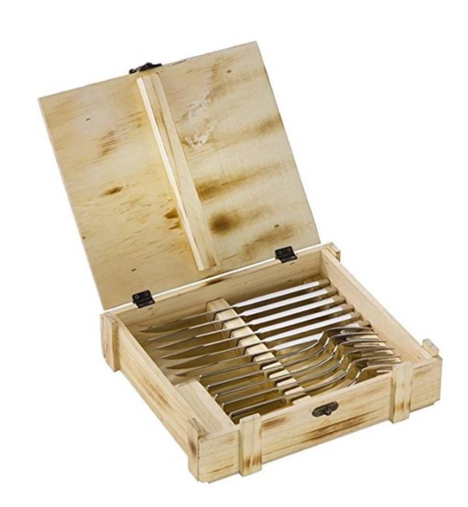 Besteckset in Holzkiste - 12 Teile - Silber