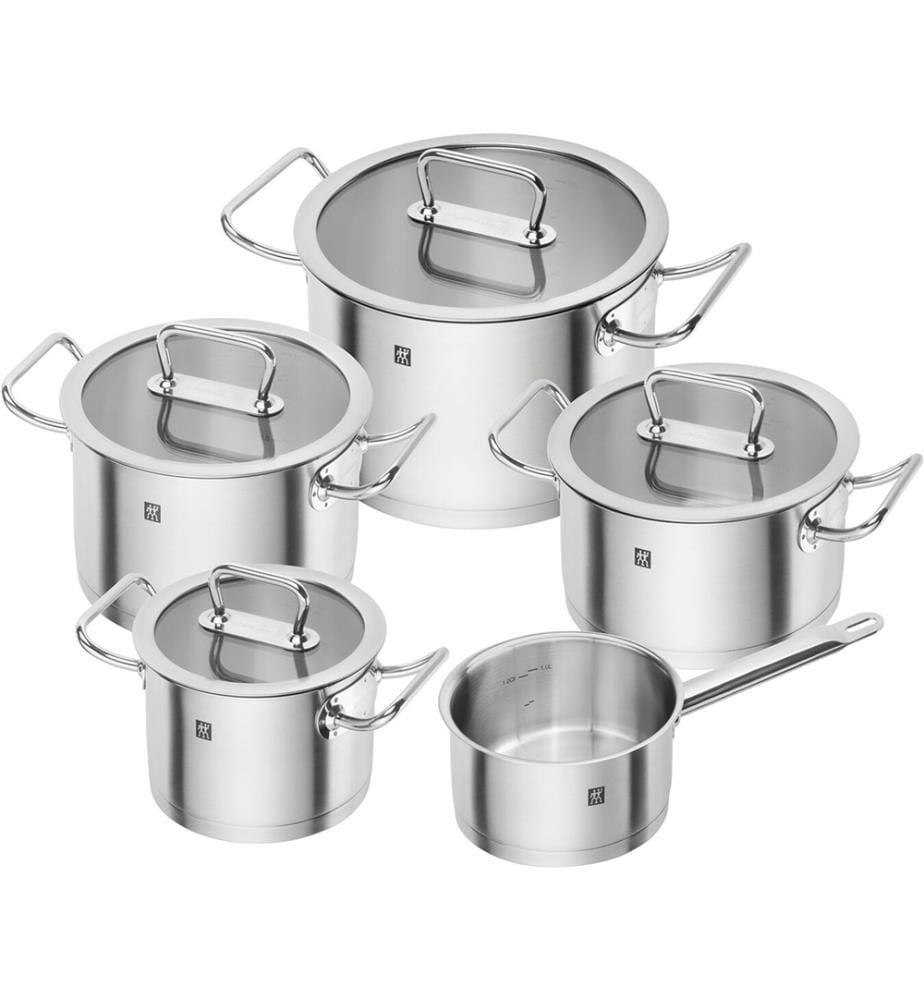 Set de 5 casseroles en acier inoxydable - Argent