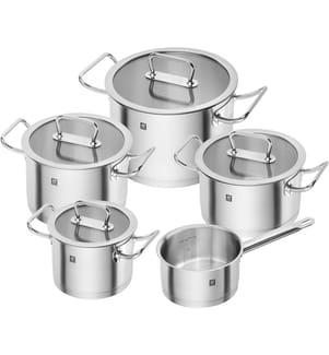 Set di pentole in acciaio inox da 5 pezzi - argento