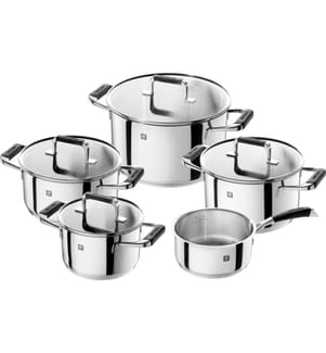 Pentole in acciaio inox - 5 pezzi - Argento