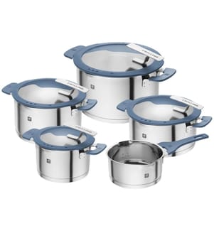 Set di pentole Simplify da 5 pezzi blu piccione - argento