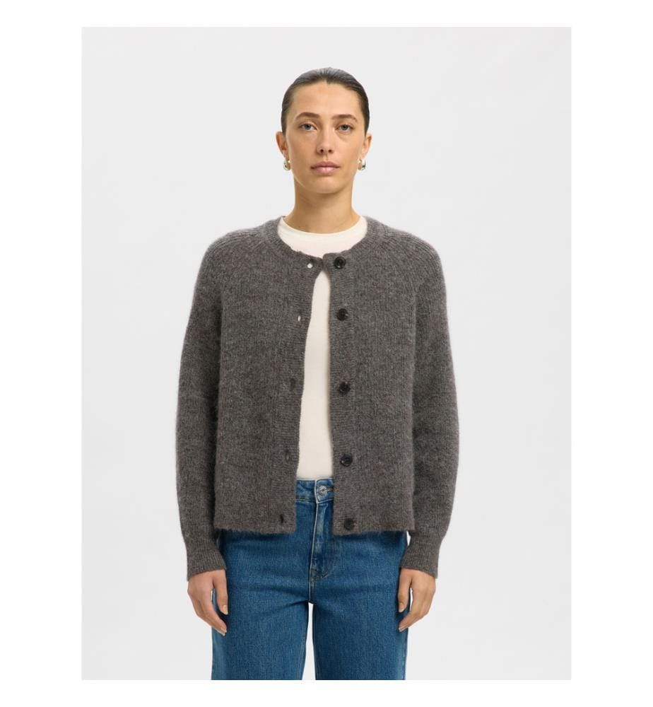 Strickjacke - Hellgrau meliert