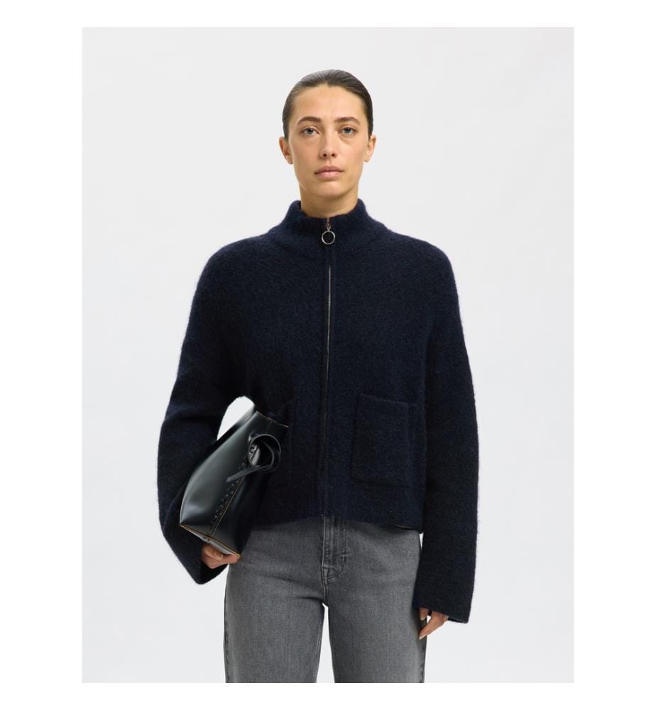 Strickjacke - Dunkel melierter Saphir