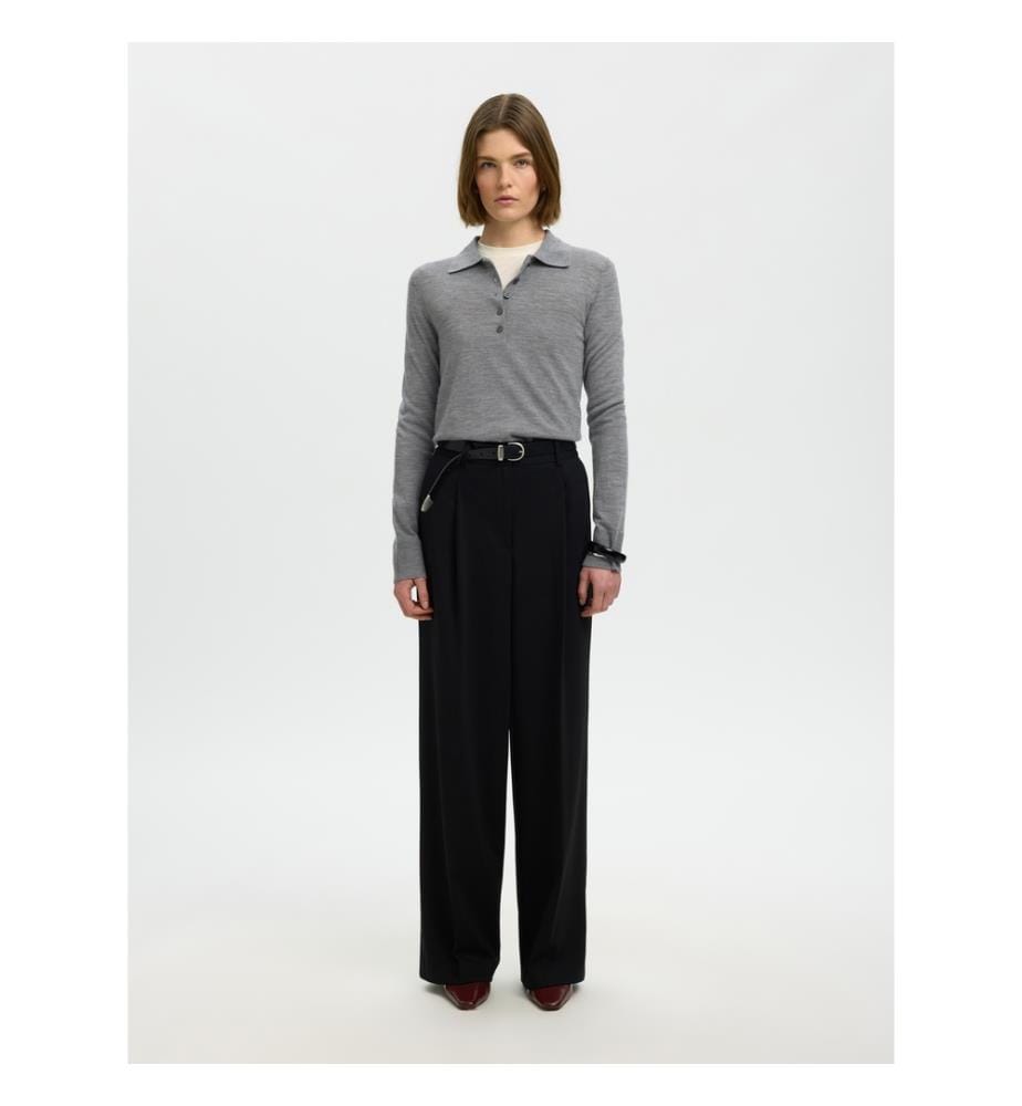 Polo-Shirt aus Mesh - Mittelgrau meliert