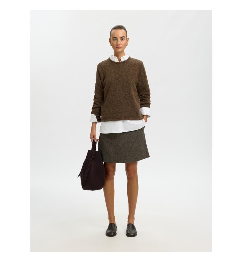 Rundhals-Strickpullover – Teckel meliert