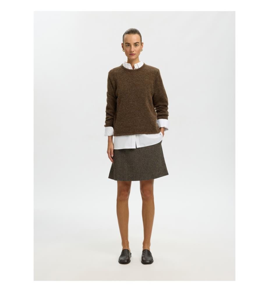 Rundhals-Strickpullover – Teckel meliert
