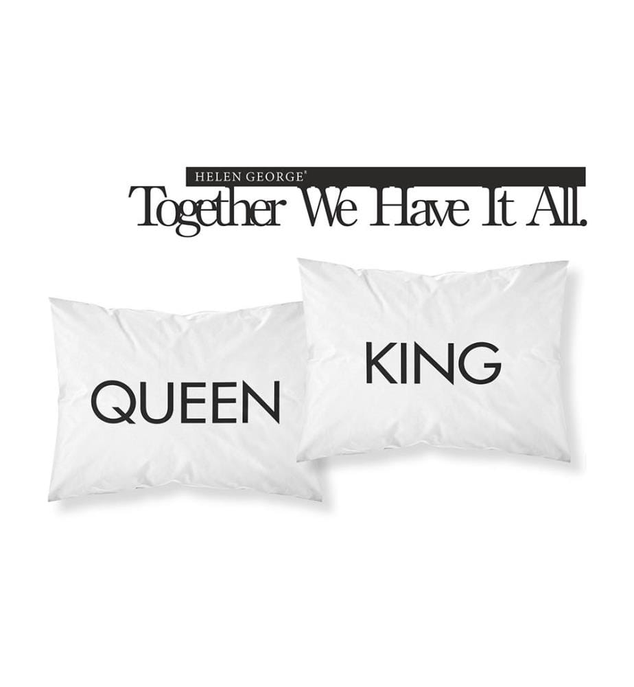 Set of 2 Pillowcases - White and Black