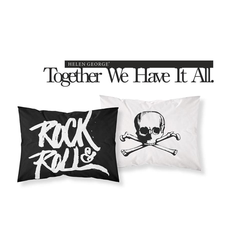 Set of 2 Pillowcases - White and Black
