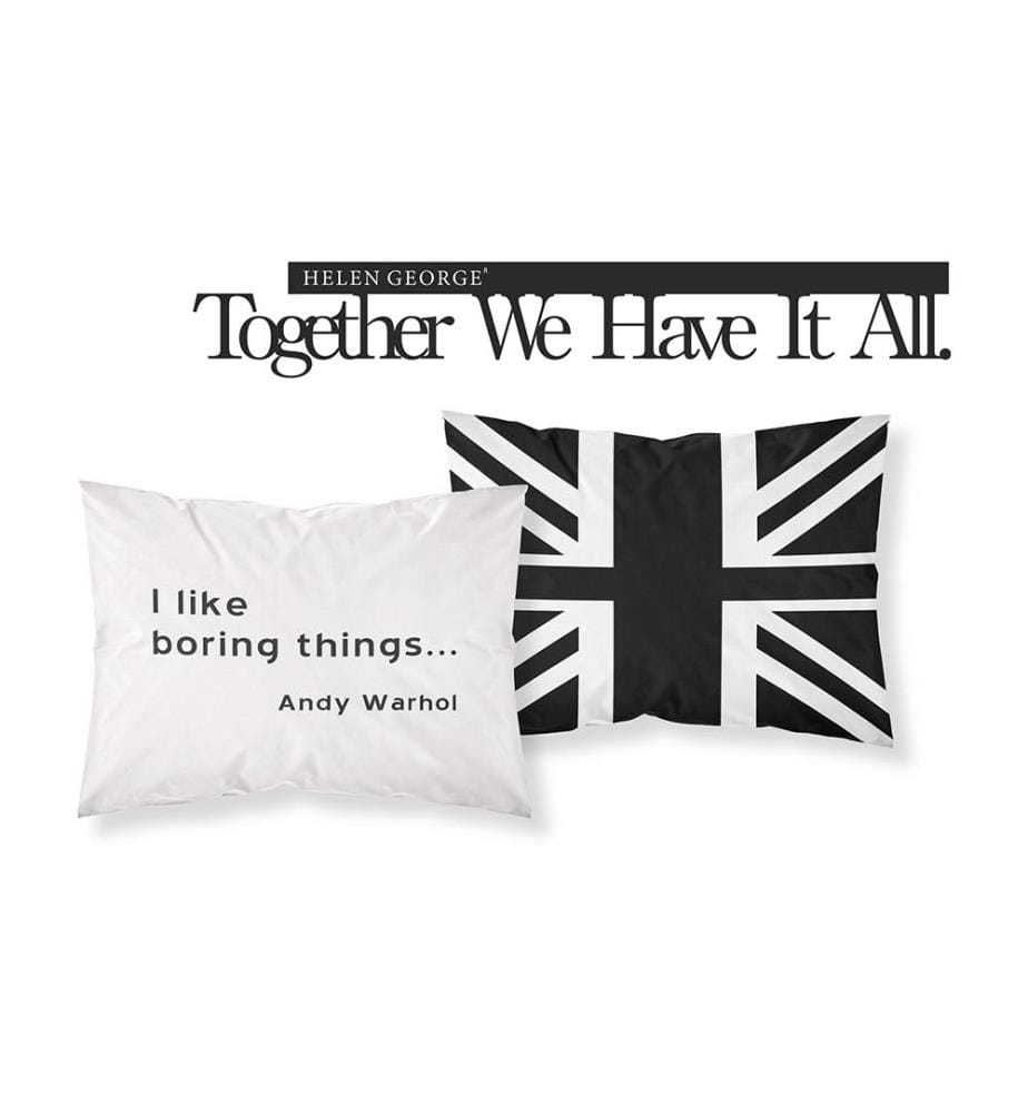 Set of 2 Pillowcases - White and Black
