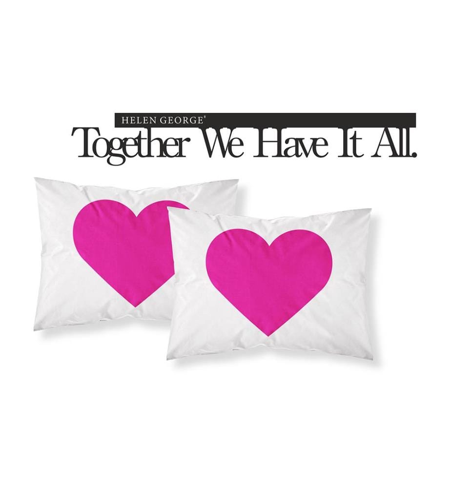 Set of 2 Pillowcases - Pink and White