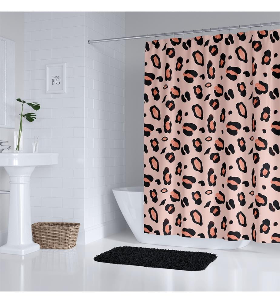 Duschvorhang - 180 x 200 cm - Rosa und Schwarz