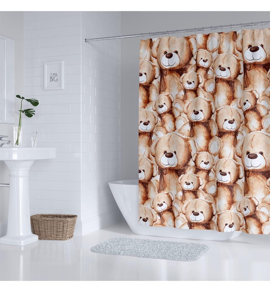 Duschvorhang - 180 x 200 cm - Hellbraun und Weiss
