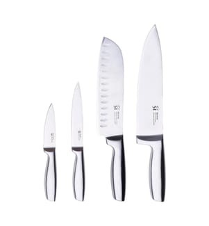 Ensemble de 4 couteaux de cuisine San Ignacio COMPACT (chef, Santoku, multi-usages et éplucheur) en acier inoxydable