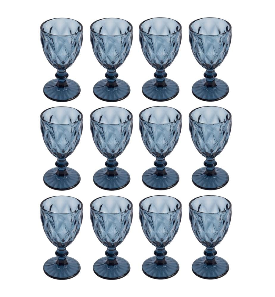 Lot de 12 verres en cristal bleu San Ignacio de 250 ml