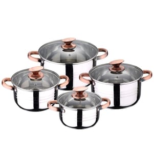 Batterie de cuisine 8 pièces en acier inoxydable, compatible avec les plaques à induction, Collection San Ignacio Premium