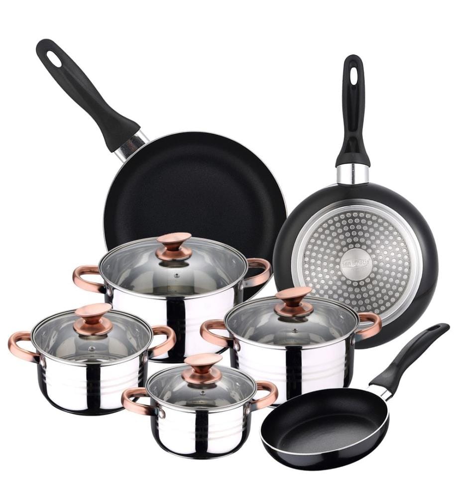 Batterie de cuisine SIP 8 pièces + lot de 3 poêles à frire 16/20/24