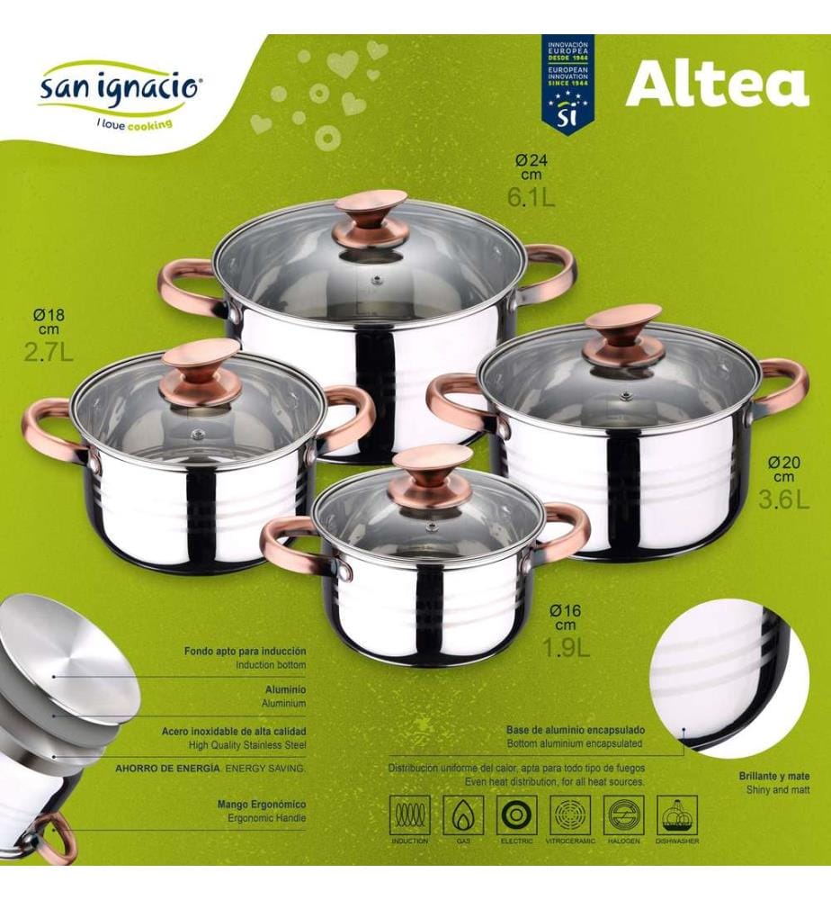Batterie de cuisine SIP 8 pièces + lot de 3 poêles à frire 16/20/24