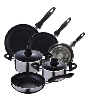 Batterie de cuisine 5 pièces en aluminium pressé + ensemble de poêles Ø16Ø20Ø24 en aluminium pressé San Ignacio