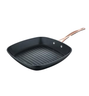 Poêle à griller Bergner en cuivre 28 x 28 cm, en aluminium forgé antiadhésif noir mat