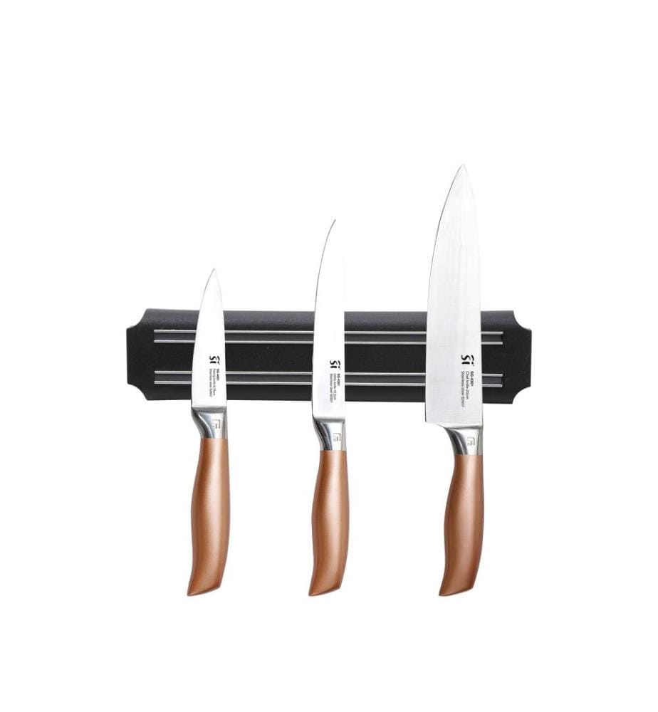 Ensemble de 4 couteaux, acier inoxydable et cuivre