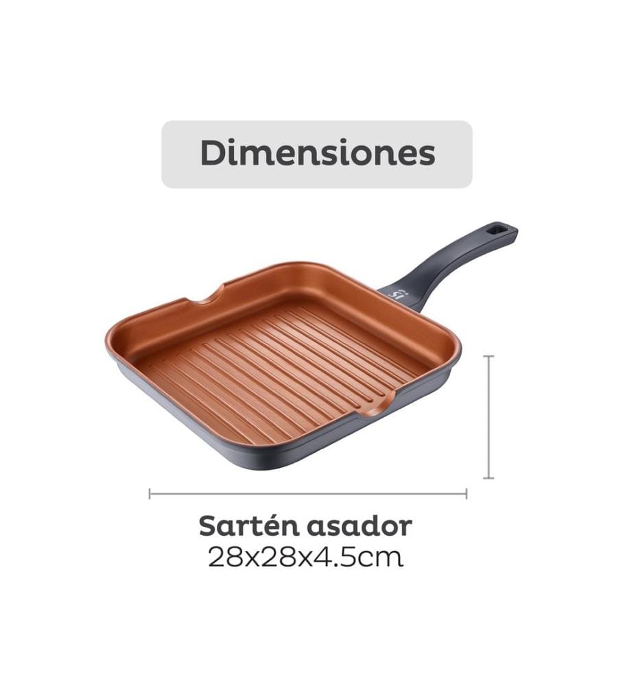 Poêle à griller antiadhésive San Ignacio Ø28cm Bronze