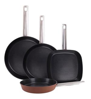 Ensemble de 3 poêles à frire Ø24Ø28Ø30cm + poêle à griller 24x24cm en aluminium forgé AGROS San Ignacio