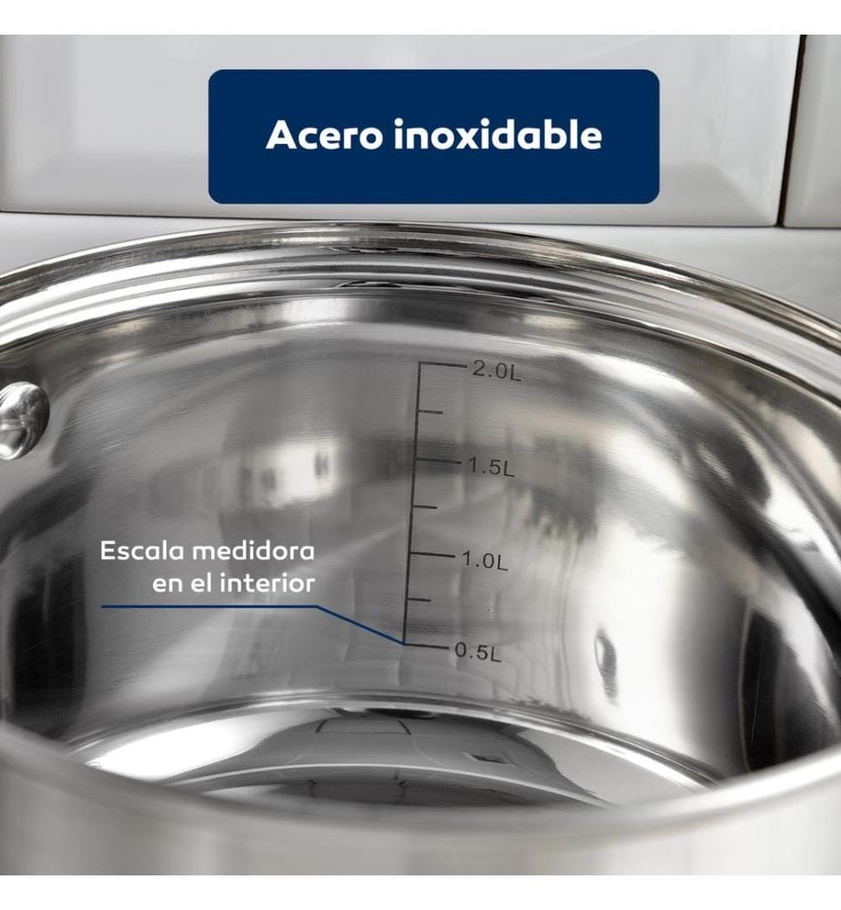 Batterie de cuisine 5 pièces en acier inoxydable, diamètres 16, 18 et 20 cm, compatible induction, collection Onil