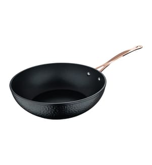 Wok Bergner en cuivre Ø28x7,8cm en aluminium forgé noir mat