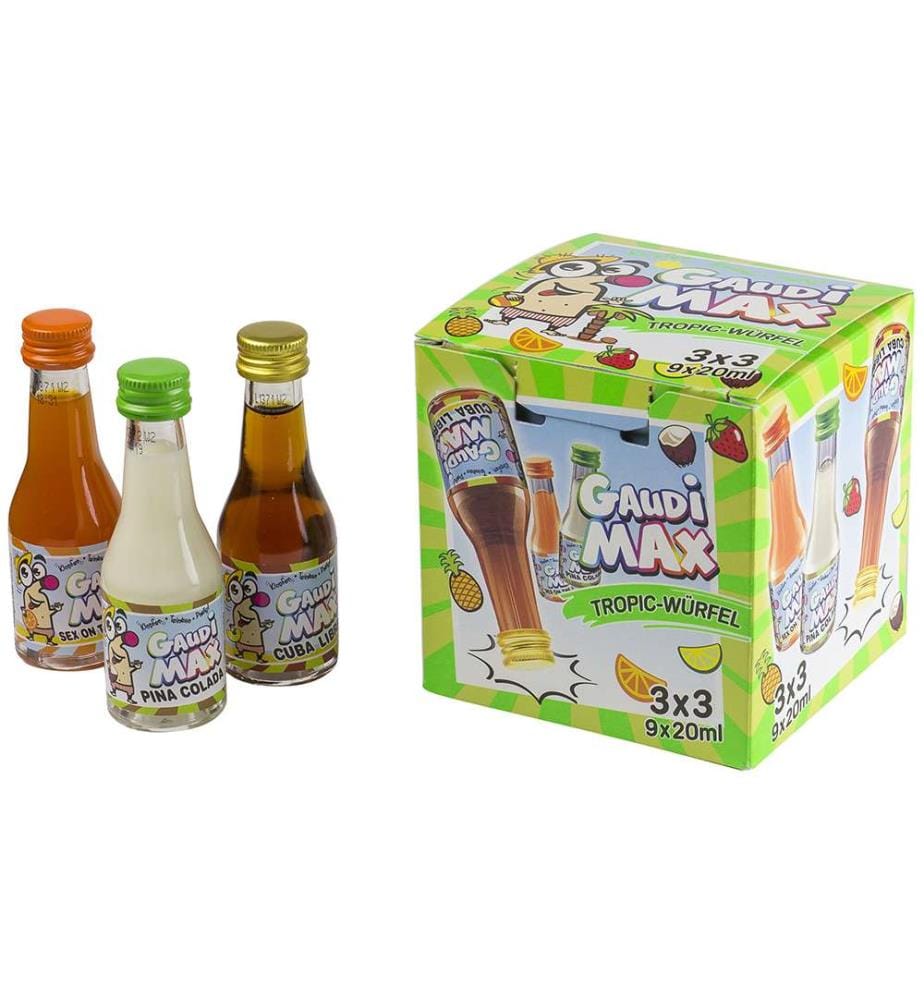 9x Gaudi Max Tropic Mix Liqueur 16-17% Vol., 3x3 - 20ml
