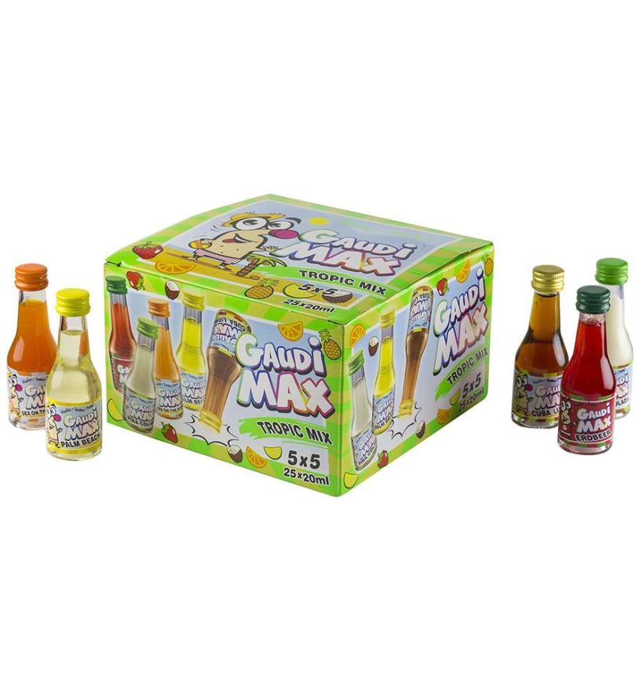 25x Gaudi Max Tropic Mix Liqueur 16-18% Vol., 5x5 - 20ml