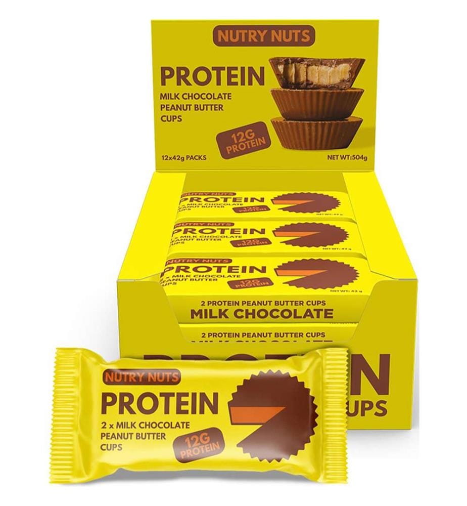 12x Nutry Nuts Cups di cioccolato al latte e burro di arachidi - 2x21g