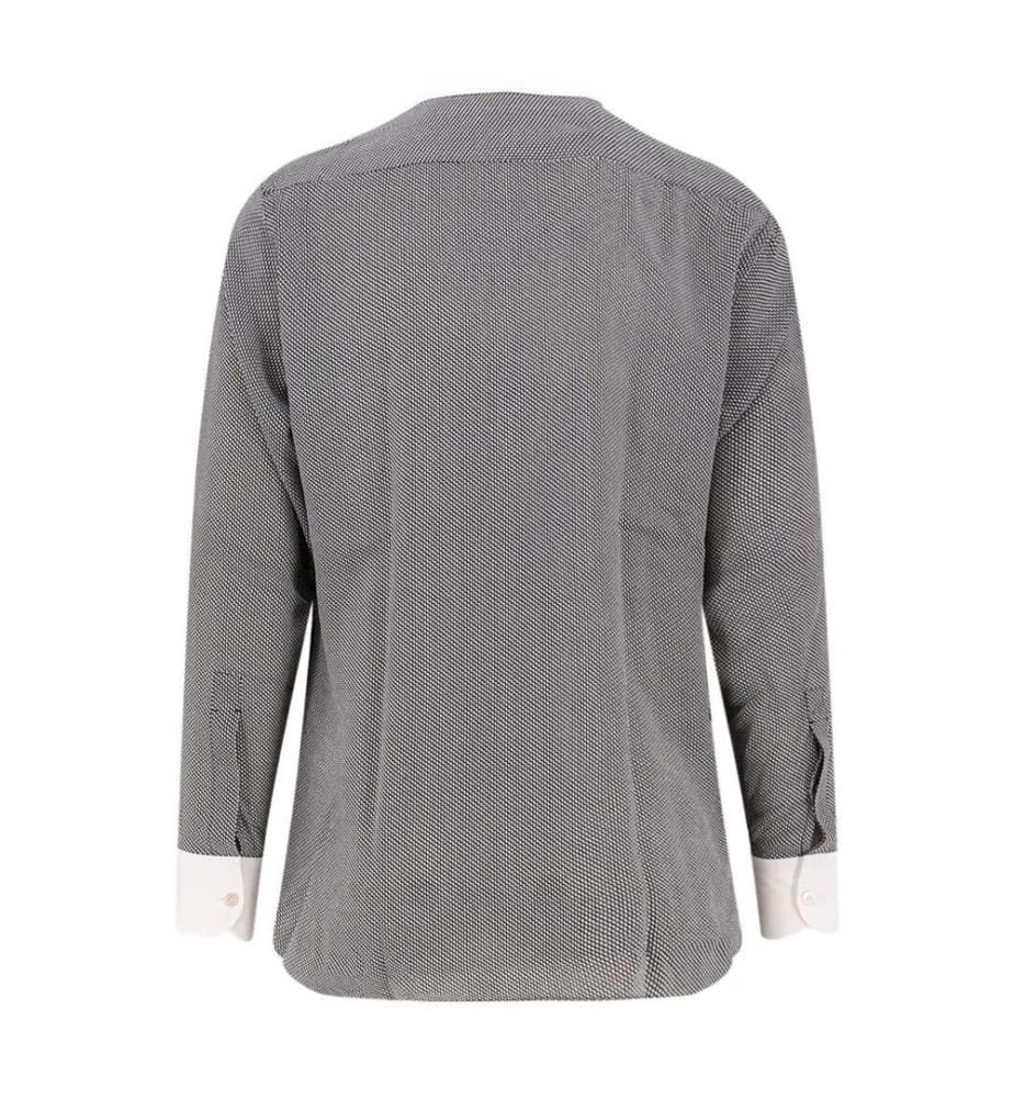 Camicia con stampa grafica "Sharkskin", nuovo colletto fluido e polsini a contrasto - Bianco e nero