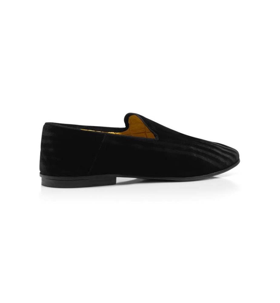 Chaussons Steven en velours rayé - Noir