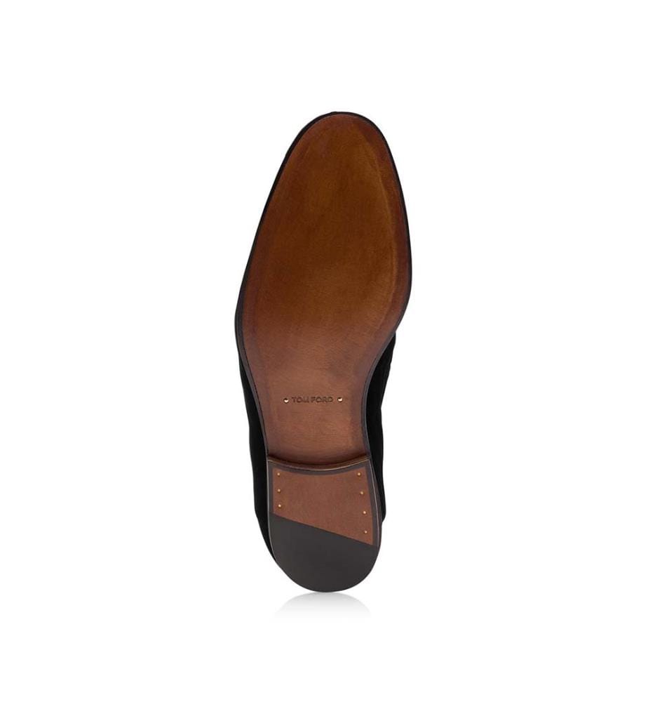 Chaussons Steven en velours rayé - Noir