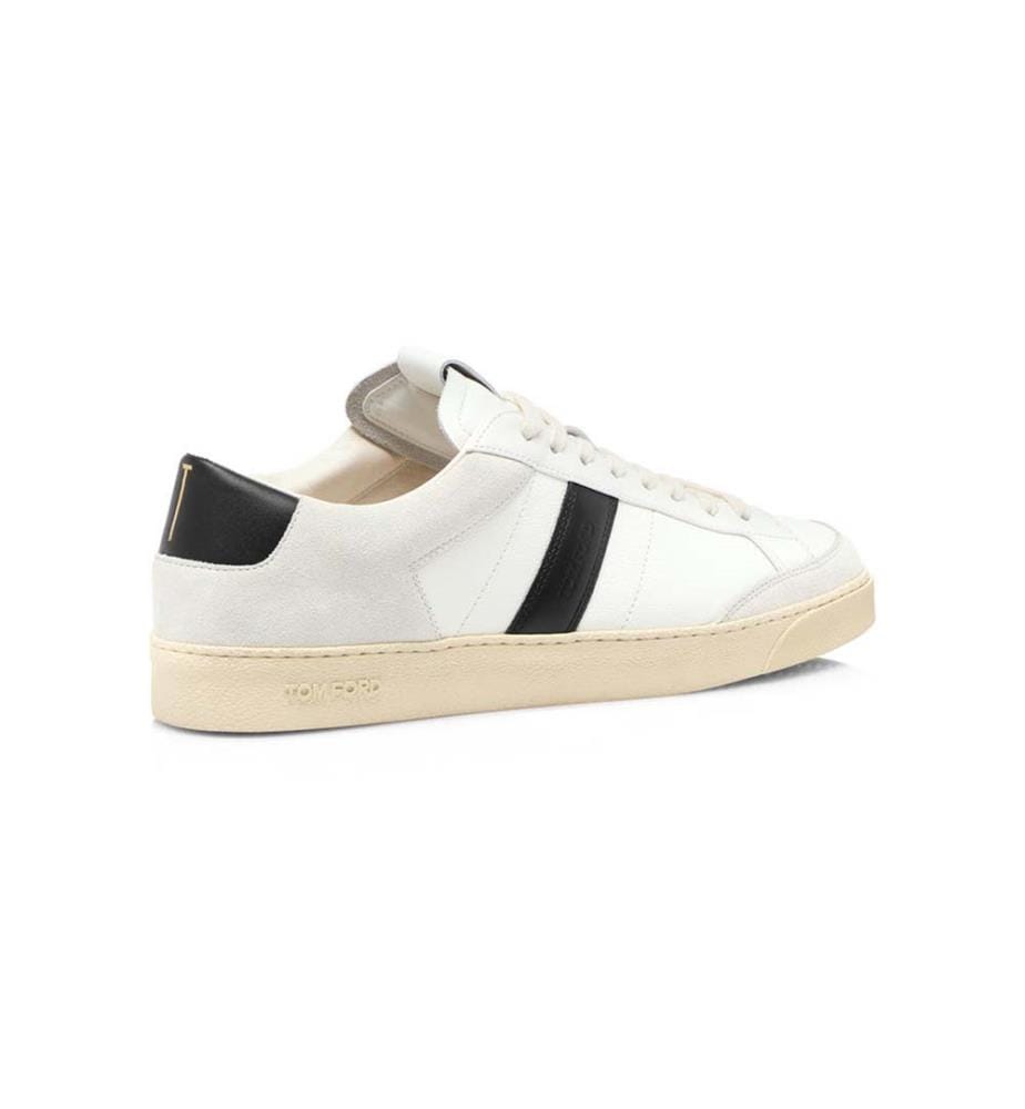 Sneaker Blake in pelle granulata e pelle scamosciata - Bianco crema