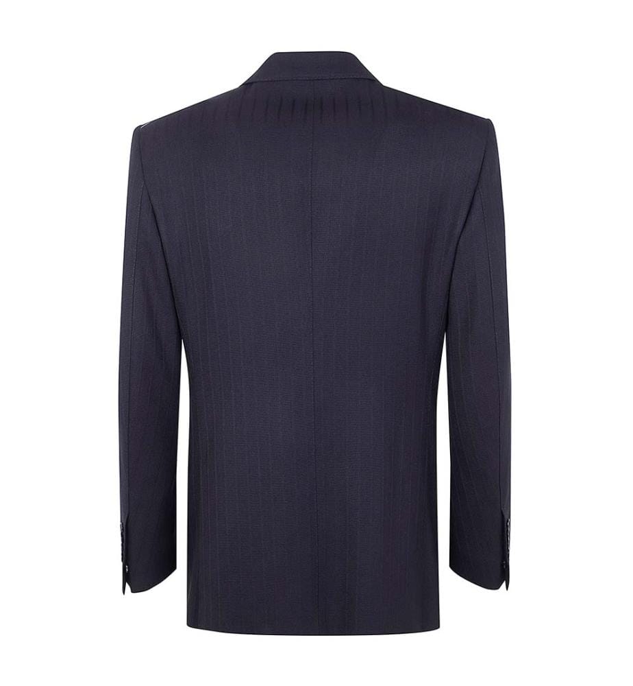 Veste à double boutonnage unie à rayures satinées - Noire