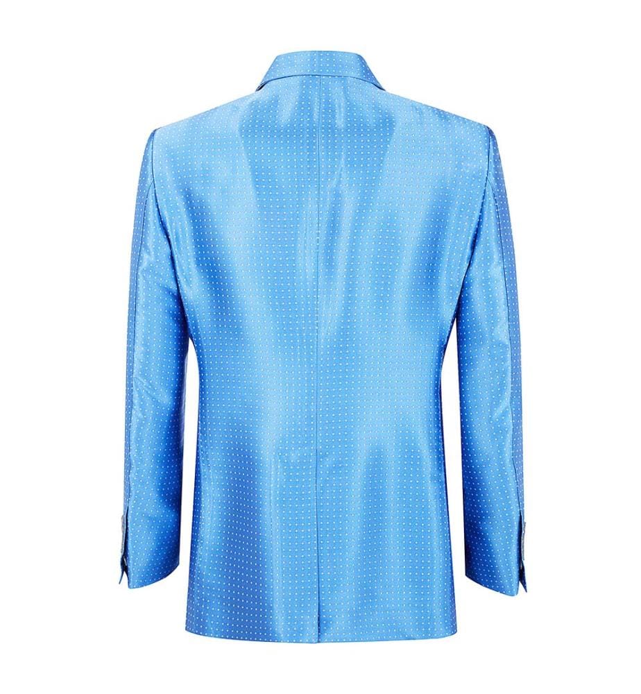 Giacca doppiopetto in jacquard a pois "Duchesse" - Blu brillante