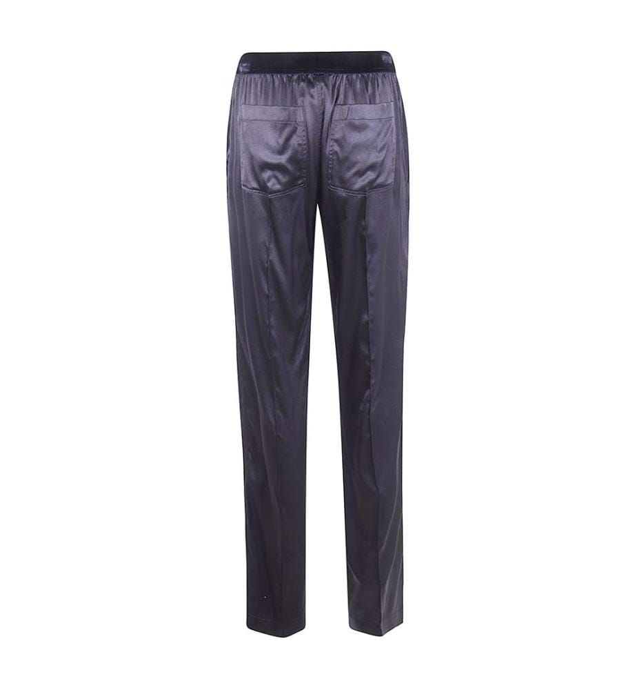 Pantaloni da pigiama in raso di seta elasticizzato - Nero
