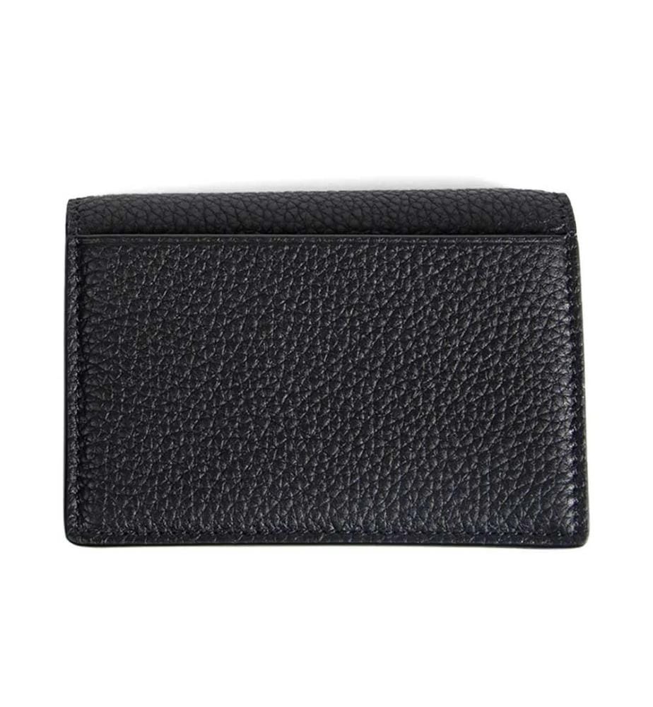 Porte-cartes de visite T Line en cuir grainé souple - Noir