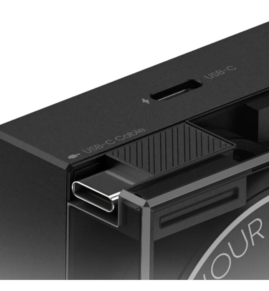 Kompakter USB-C-Lader mit 65W Leistung und einziehbarem Kabel Schwarz