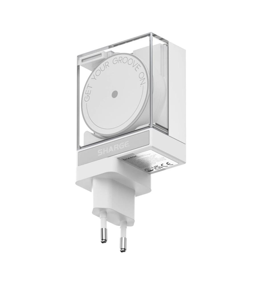 Kompakter USB-C-Lader mit 65W Leistung und einziehbarem Kabel Weiss