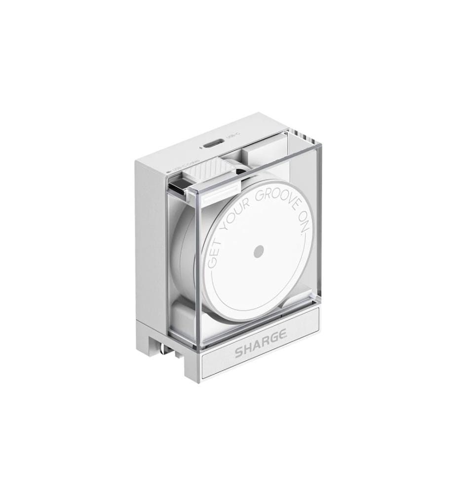 Kompakter USB-C-Lader mit 65W Leistung und einziehbarem Kabel Weiss