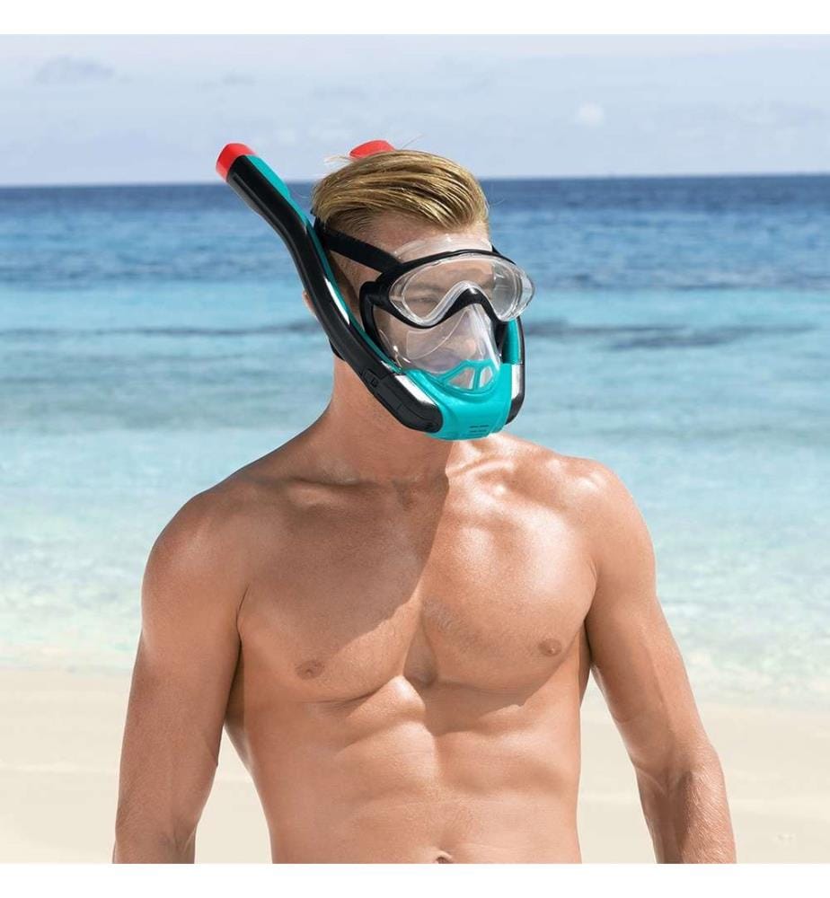 Masque de plongée intégral avec tuba S/M - Noir et Bleu