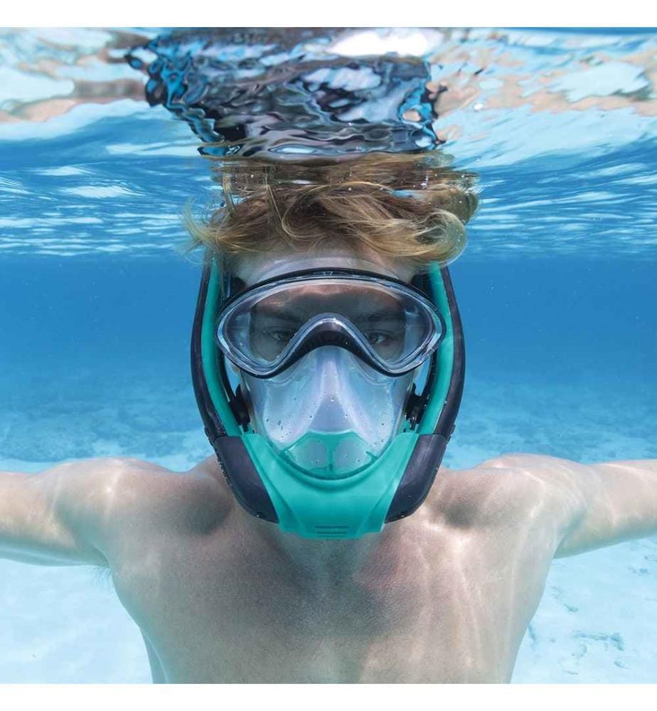 Masque de plongée intégral avec tuba S/M - Noir et Bleu