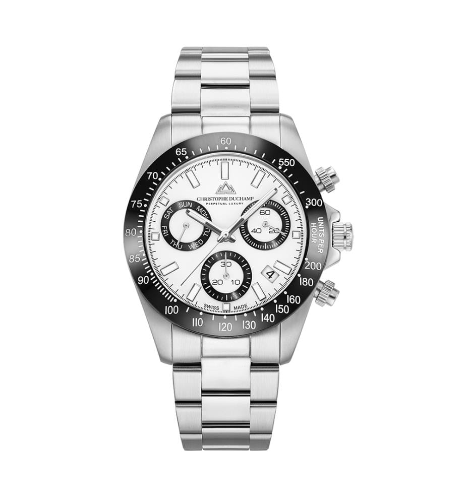 Quarzuhr „Grand Mont Ceramic“ – Weiss & Silber - 46 mm