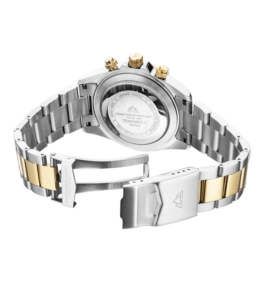 Grand Mont Ceramic Quartz Watch - Blue & Silver/Gold - 46 mm
